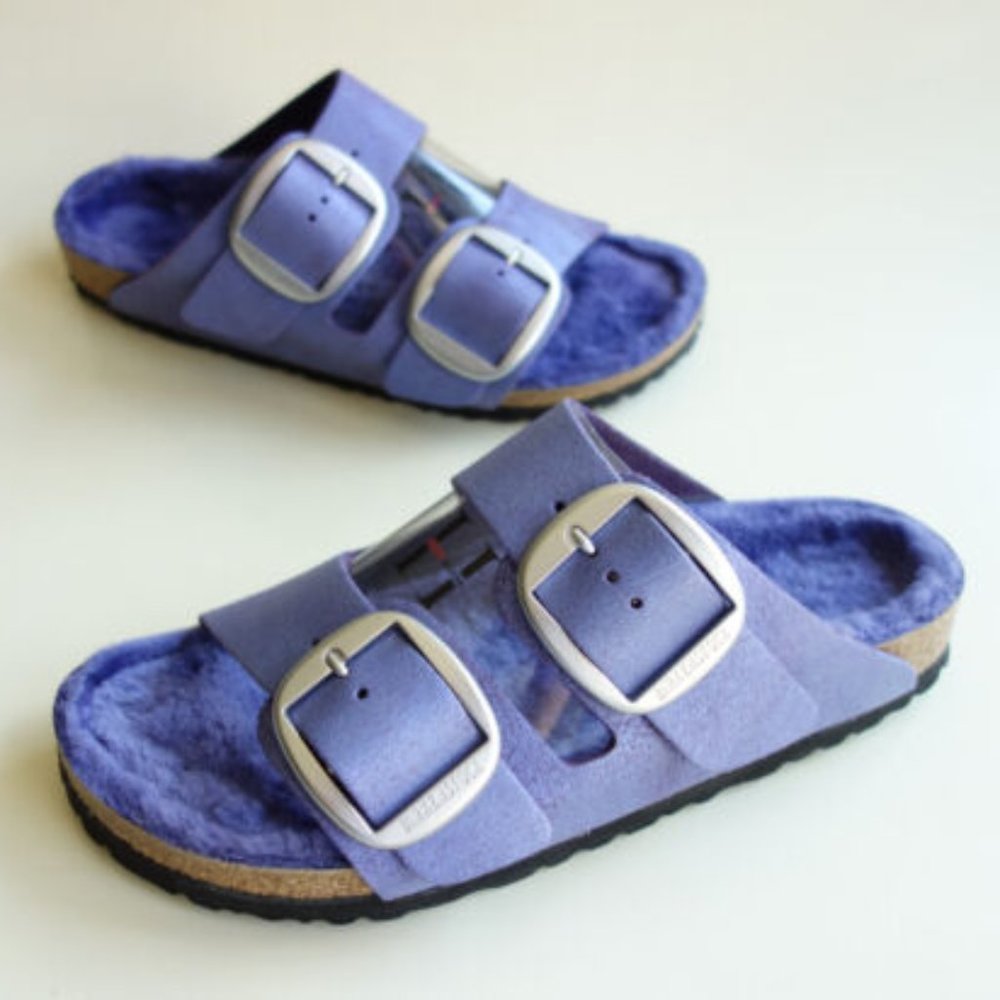 Birkenstock ARIZONA Shearling Big Buckle Washed Metallic Violet 41 R US W 10 M 8